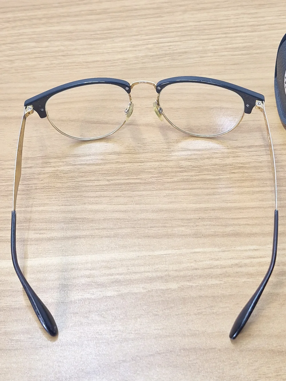 ​Vintage Ray-Ban Clubmaster Style Black Gold Eyeglass Frames 53-19 Optical
